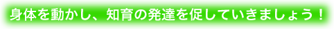 身体を動かし、知育の発達を促していきましょう！